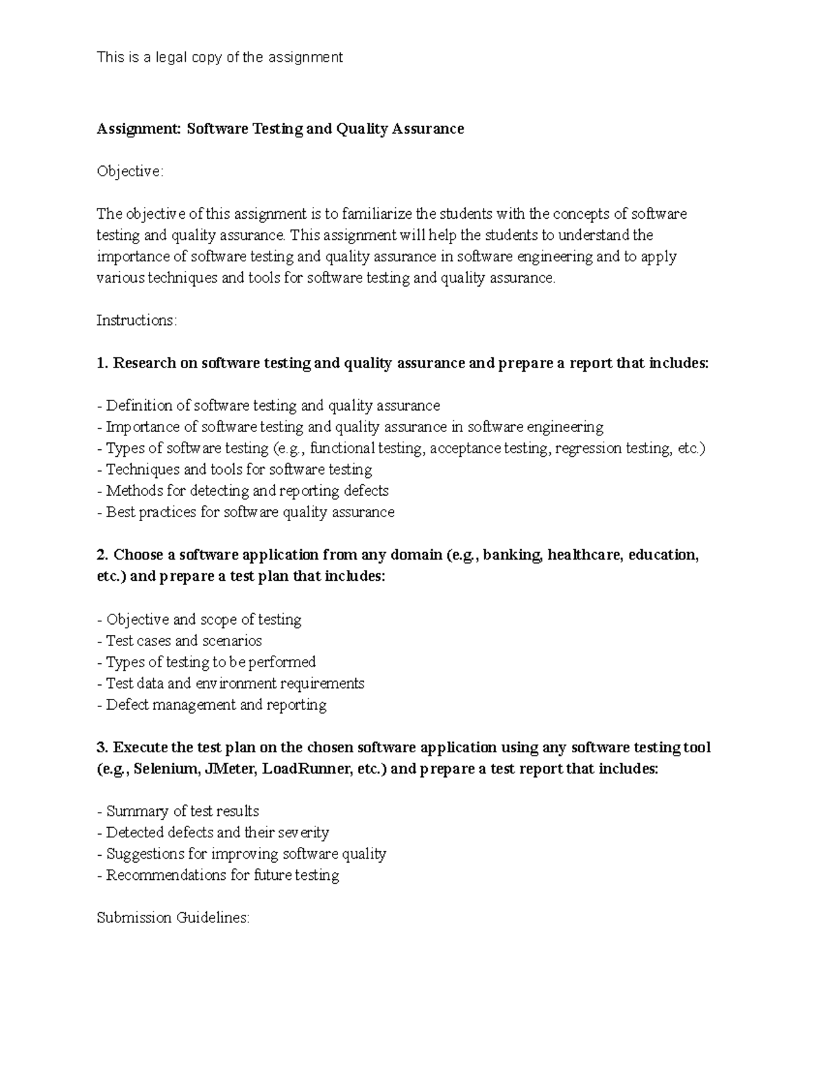 Software Testing and Quality Assurance Assignment(Towson Uni) - This is ...