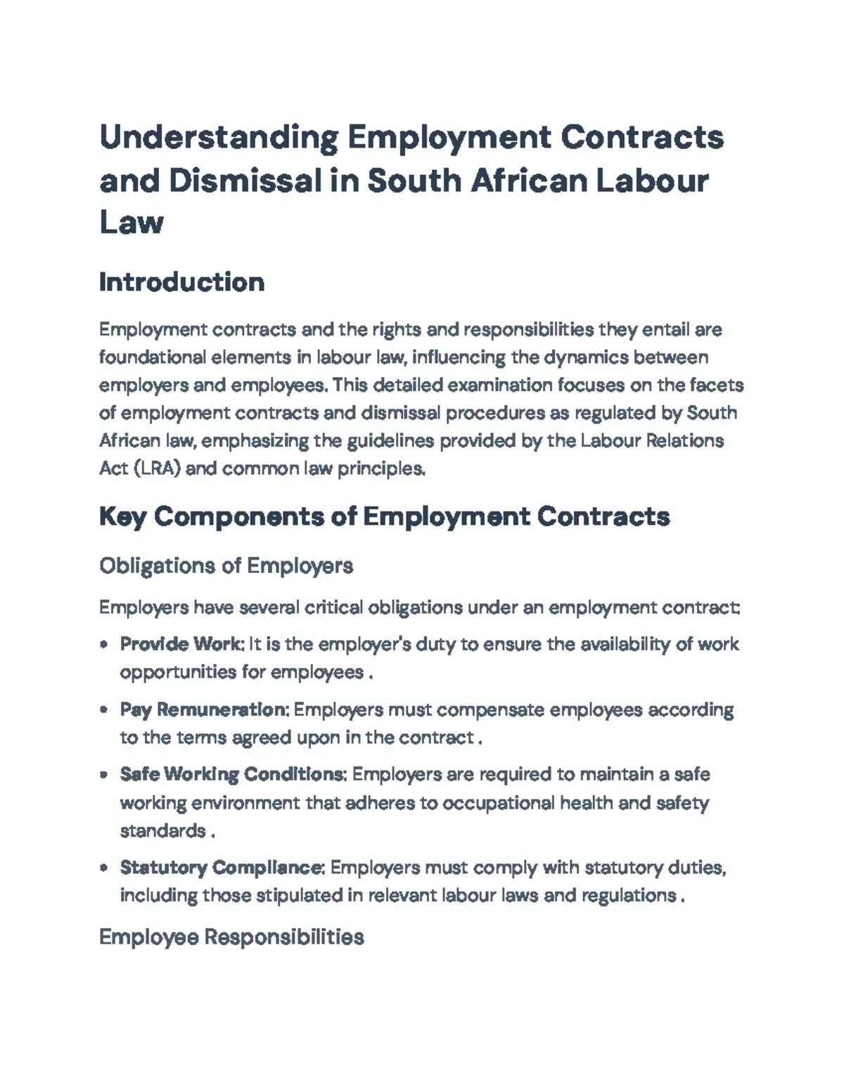 Understanding Employment Contracts & Dismissal Procedures in SA Labour ...