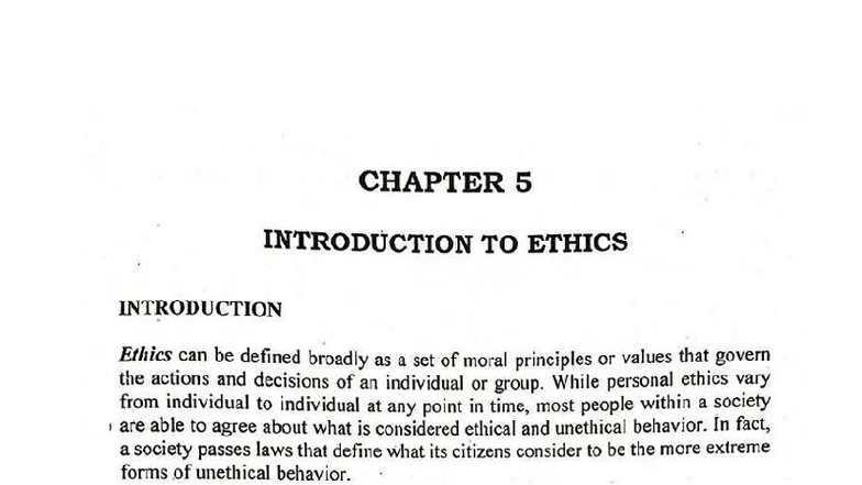 CHAPTER 5: INTRODUCTION TO ETHICS AND MORAL PRINCIPLES - Studocu