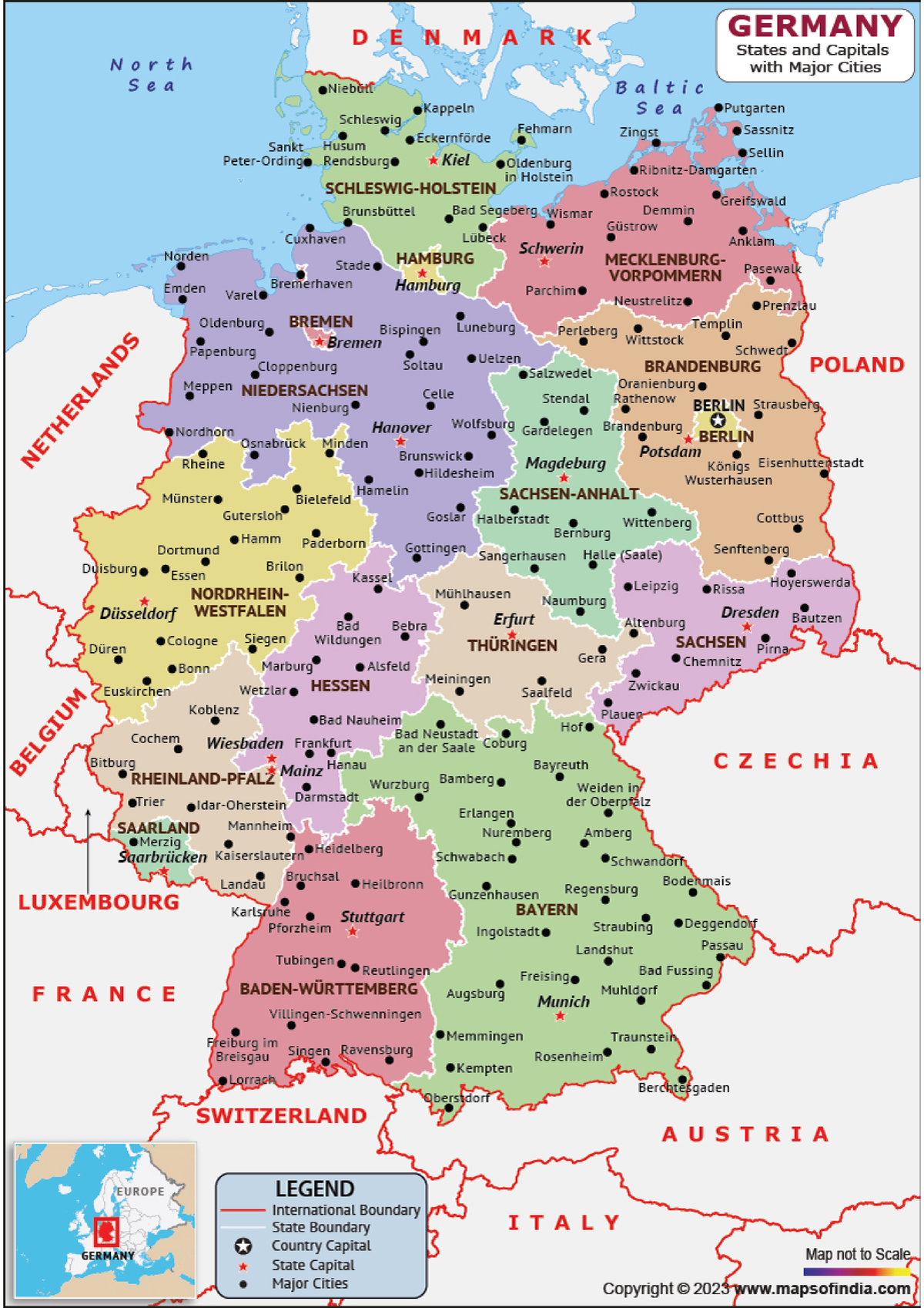 Germany MAP - Important States, Capitals & Major Cities - Studocu