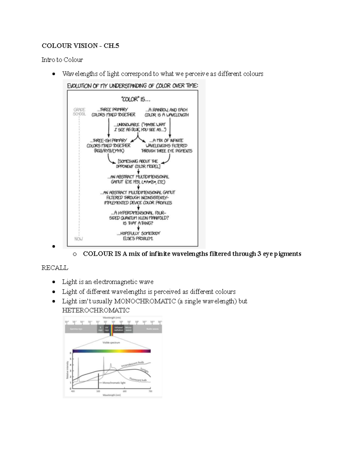 PSYC 363 Ch. 5-7 Lecture Notes on Colour Vision and Depth Perception ...