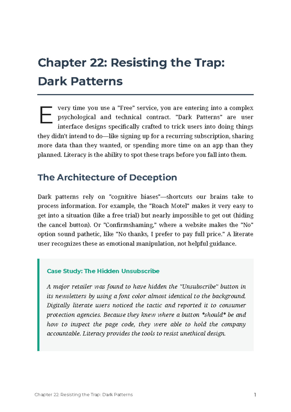 Chapter 22: Resisting Dark Patterns in UX Design (BEt Jwav Vb Ecxxgnkd ...