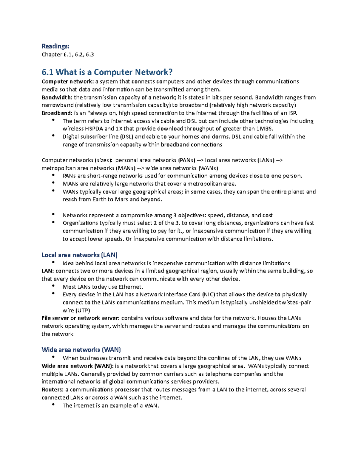 Telecommunications and Networking: Chapter 6 Overview and Concepts ...