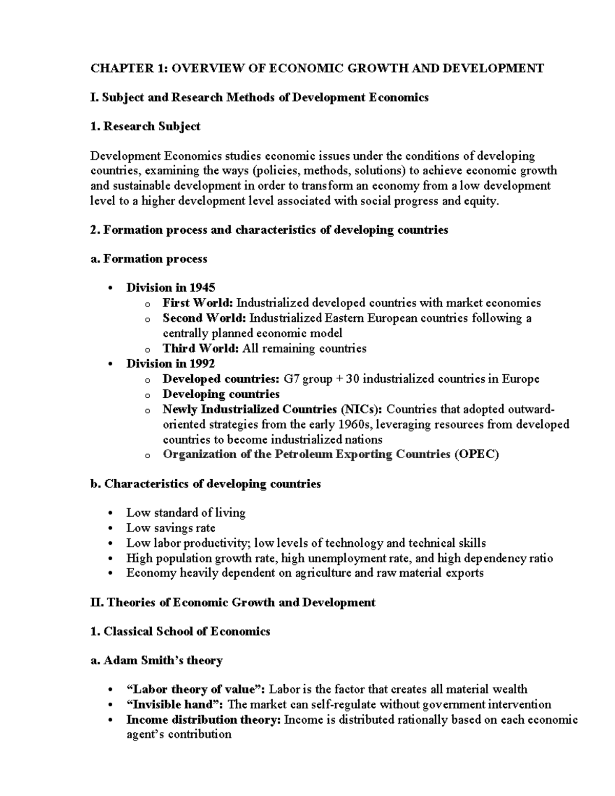 CHAPTER 1: OVERVIEW OF ECONOMIC GROWTH AND DEVELOPMENT NOTES - Studocu