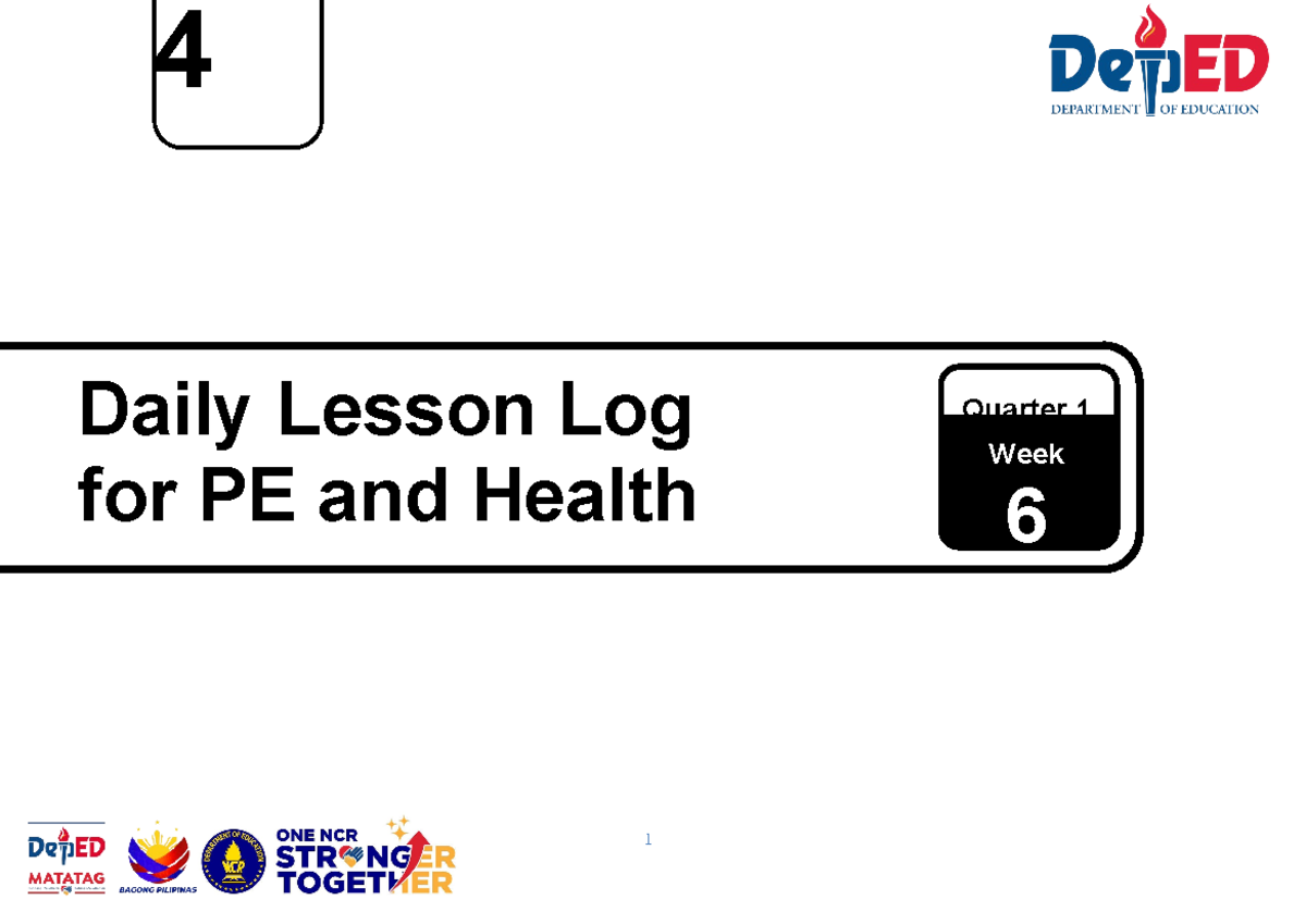 Daily Lesson Log for PE & Health - Grade 4 - Quarter 1, Week 6 - Studocu