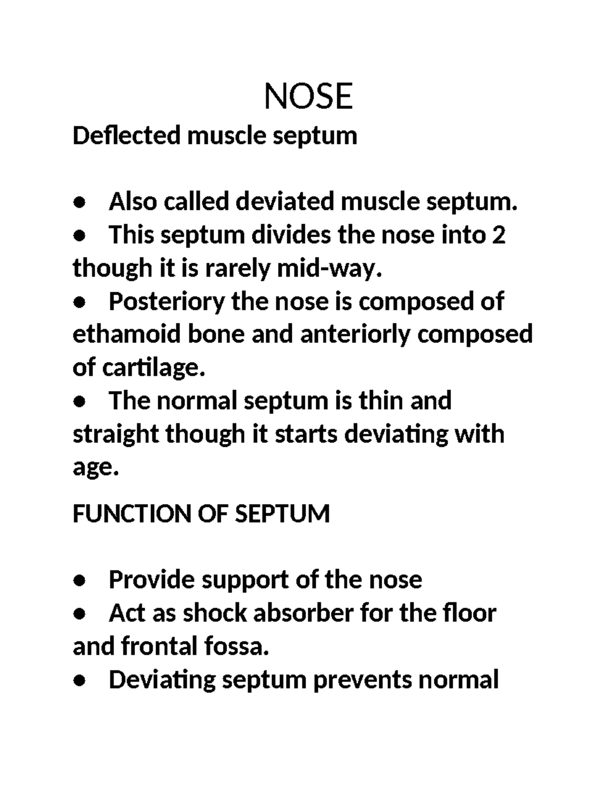 NOSE Disorders: Deviated Septum, Polyps, and Sinusitis Overview - Studocu