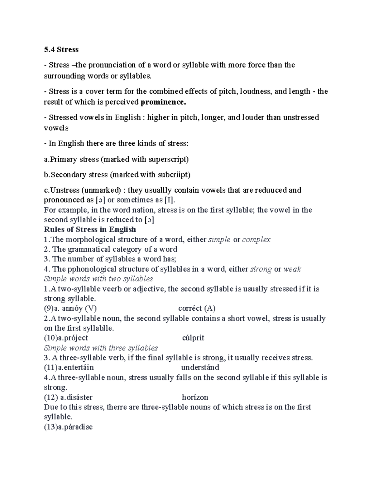 ENG 101: Understanding Stress in English Language Pronunciation - Studocu