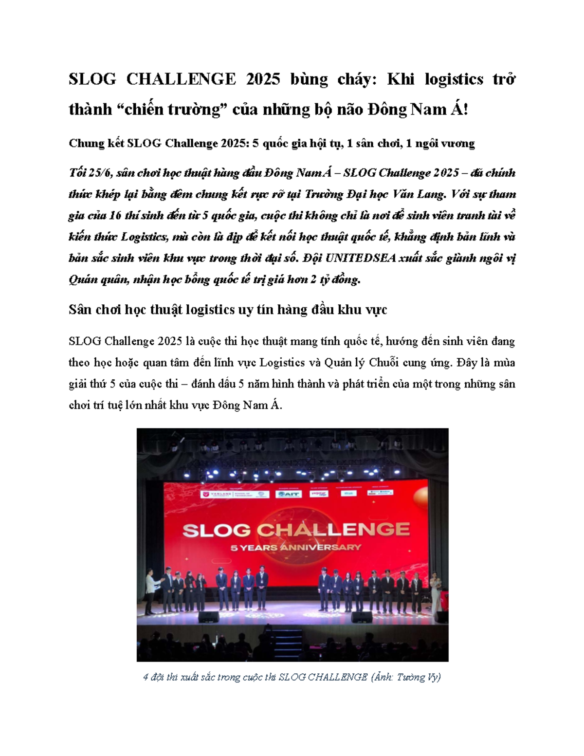 SLOG Challenge 2025: Kết Quả Chung Kết và Những Bước Tiến Mới - Studocu