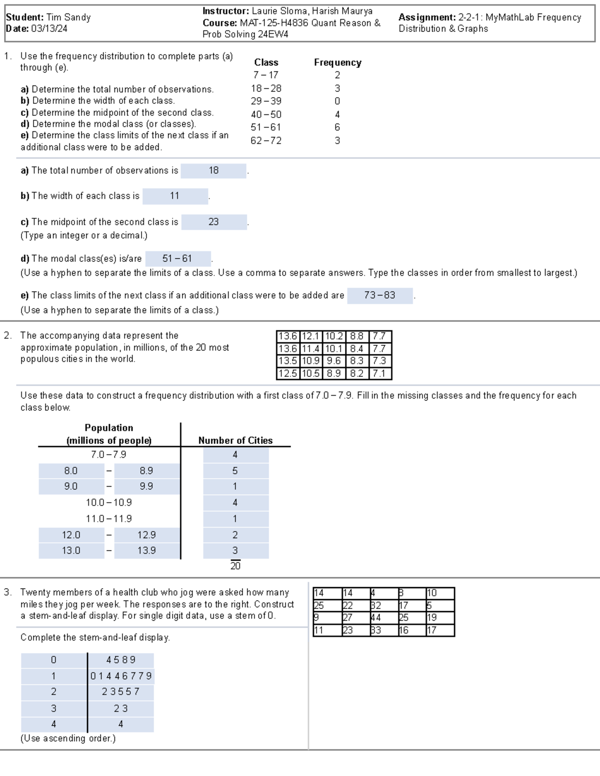MAT-125-H4836 Frequency Distribution & Graphs Assignment 2-2-1 Report ...