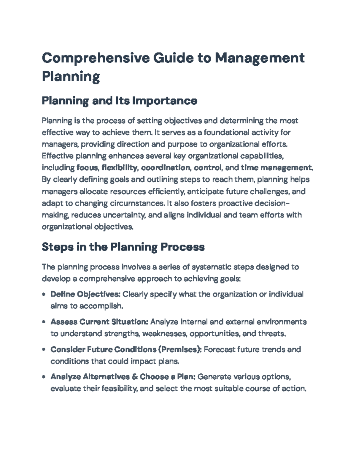 Comprehensive Guide to MGT 101: Planning Strategies & Practices - Studocu
