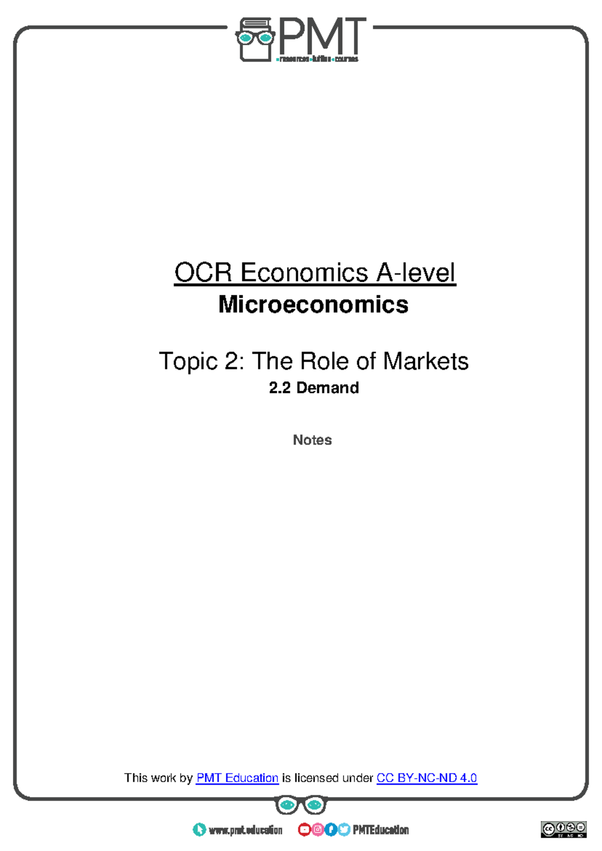 OCR A-level Economics: Microeconomics - Demand Notes - Studocu