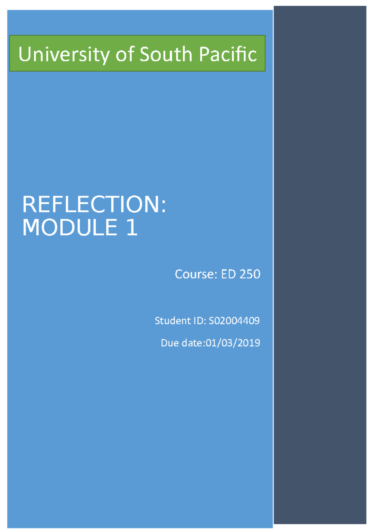 Reflection on module 1 - student learning support - University of South ...