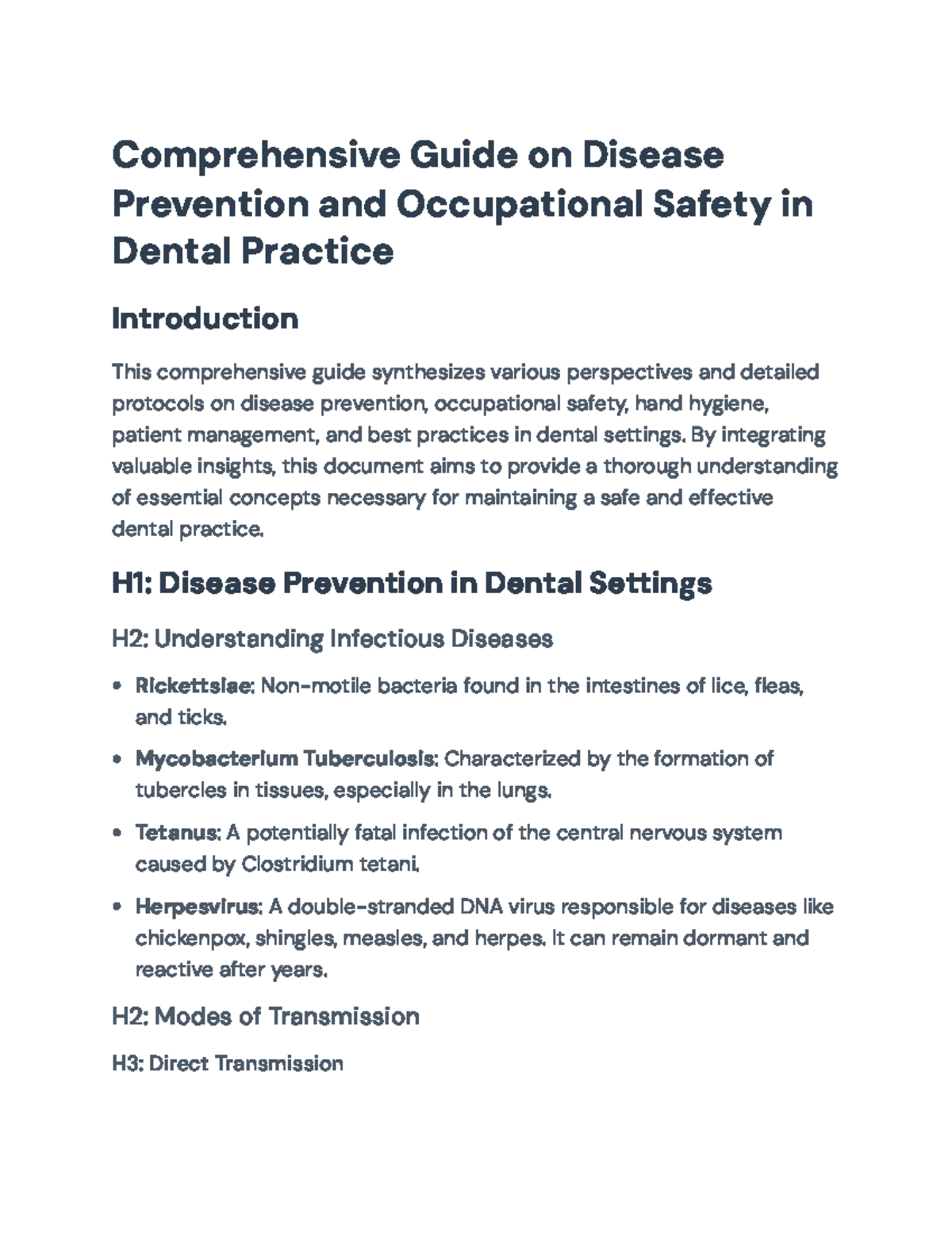 Comprehensive Guide on Disease Prevention and Safety in Dental Practice ...