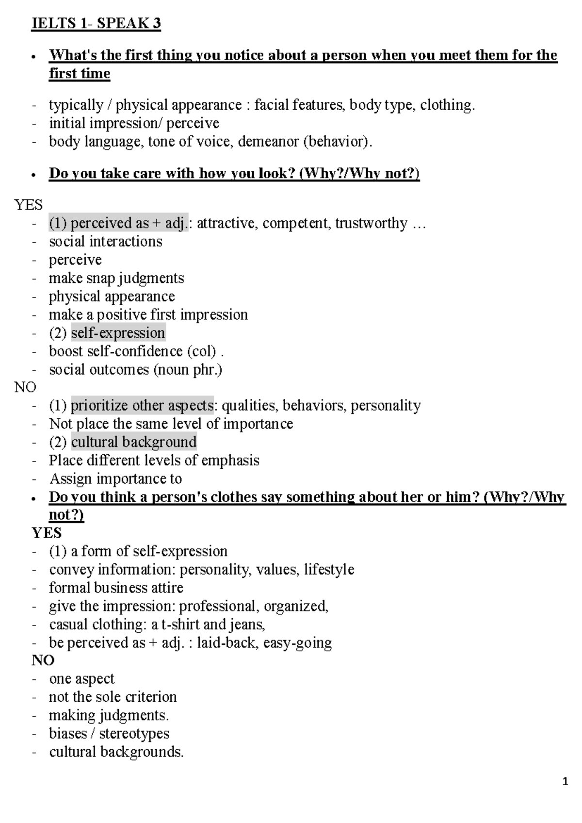 IELTS 1 - Speaking Part 3 Key Insights and Tips - Studocu