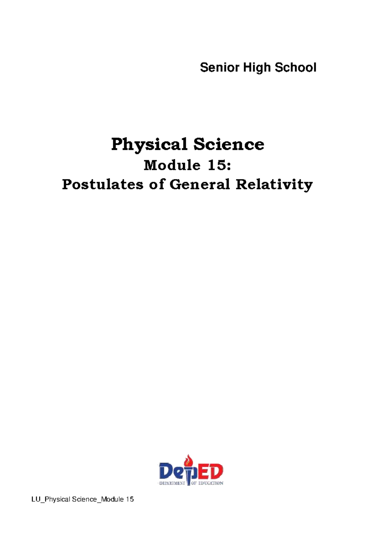 Physical Science Q2: Understanding General Relativity - Module 15 - Studocu