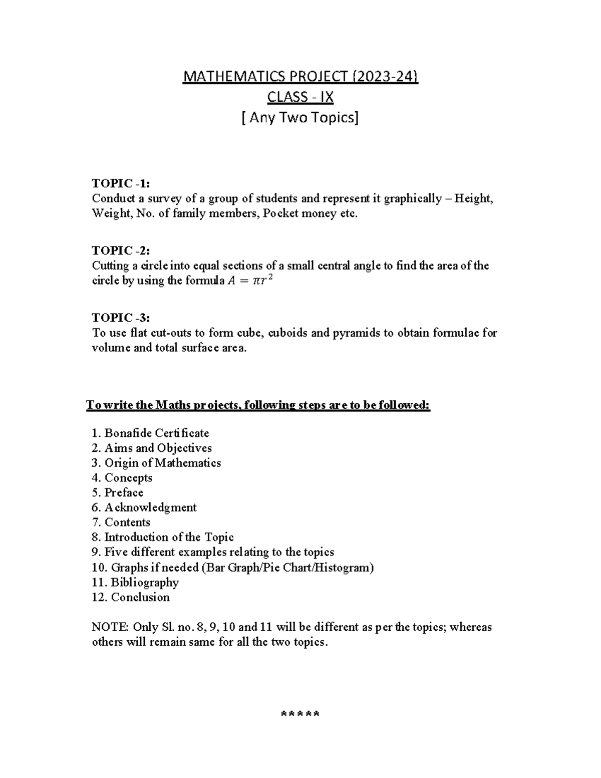 Std IX Maths Project 2023-24 - MATHEMATICS PROJECT (2023-24) CLASS - IX ...