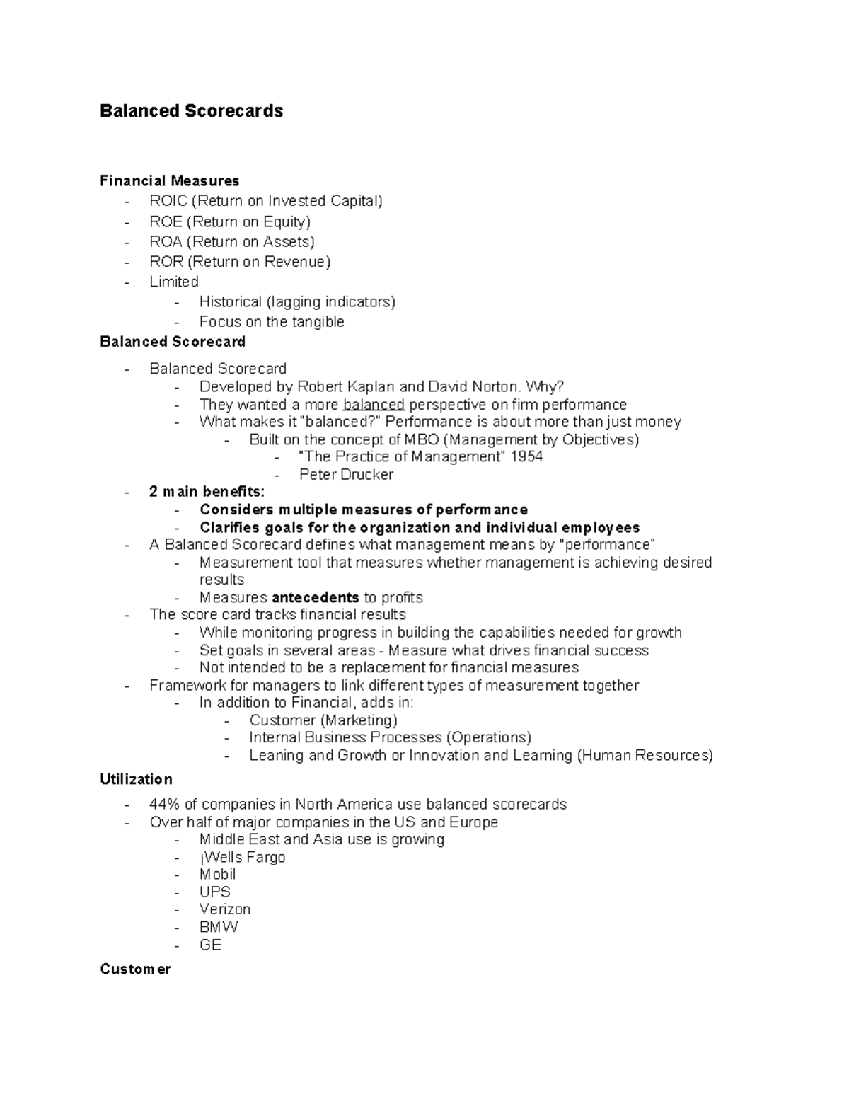 Balanced Scorecard Framework: Business Performance Metrics Analysis ...