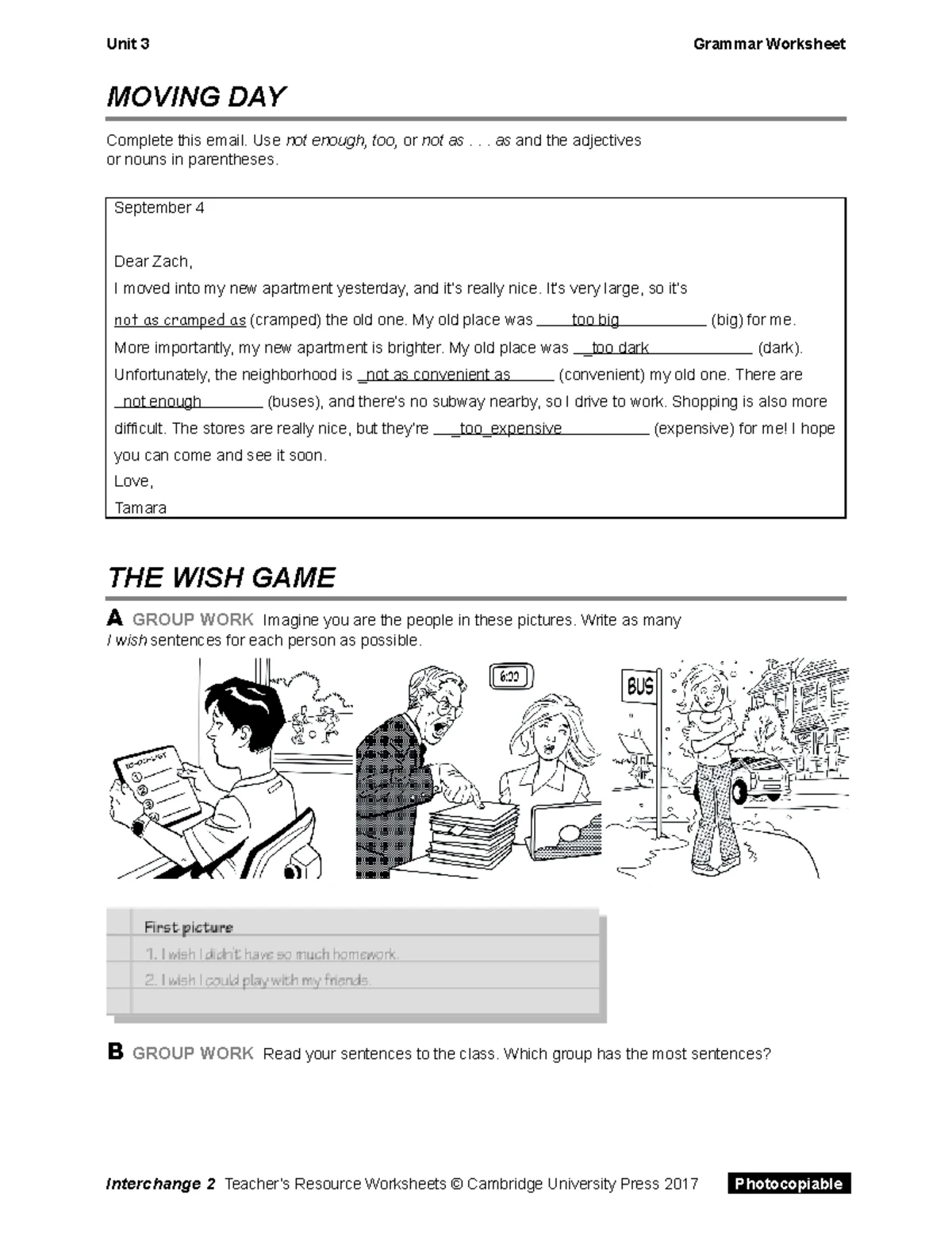 Interchange 5th Ed Intro Level Unit08 Grammar Worksheet - Unit 8 ...