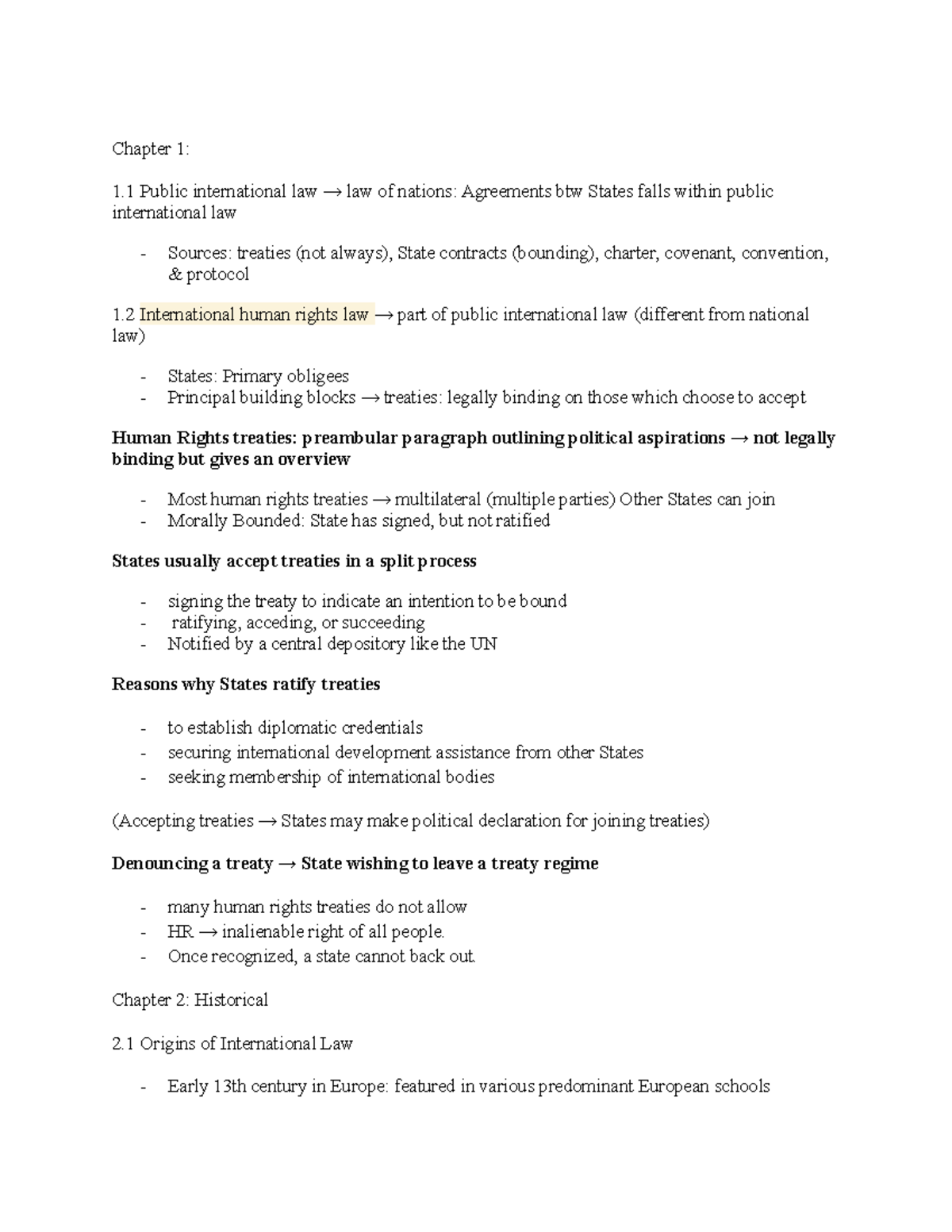 International Law & Human Rights - Chapter 1: 1 Public international ...
