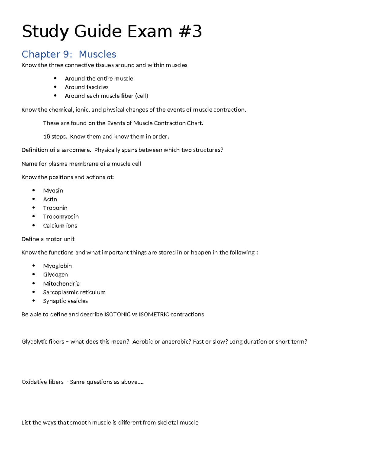 Study Guide AP 1: Exam 3 Muscles & Nervous System Overview 2025 - Studocu