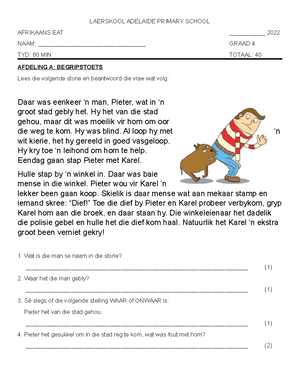 Afrikaans EAT Graad 4 Kwartaal 2 Vraestel LAERSKOOL ADELAIDE PRIMARY 