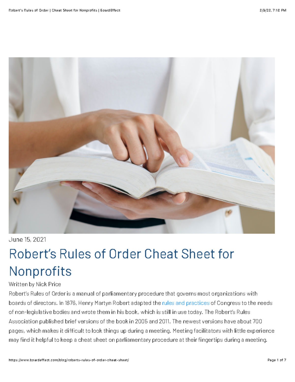 Robert's Rules of Order Cheat Sheet for Nonprofits (2021) - Studocu