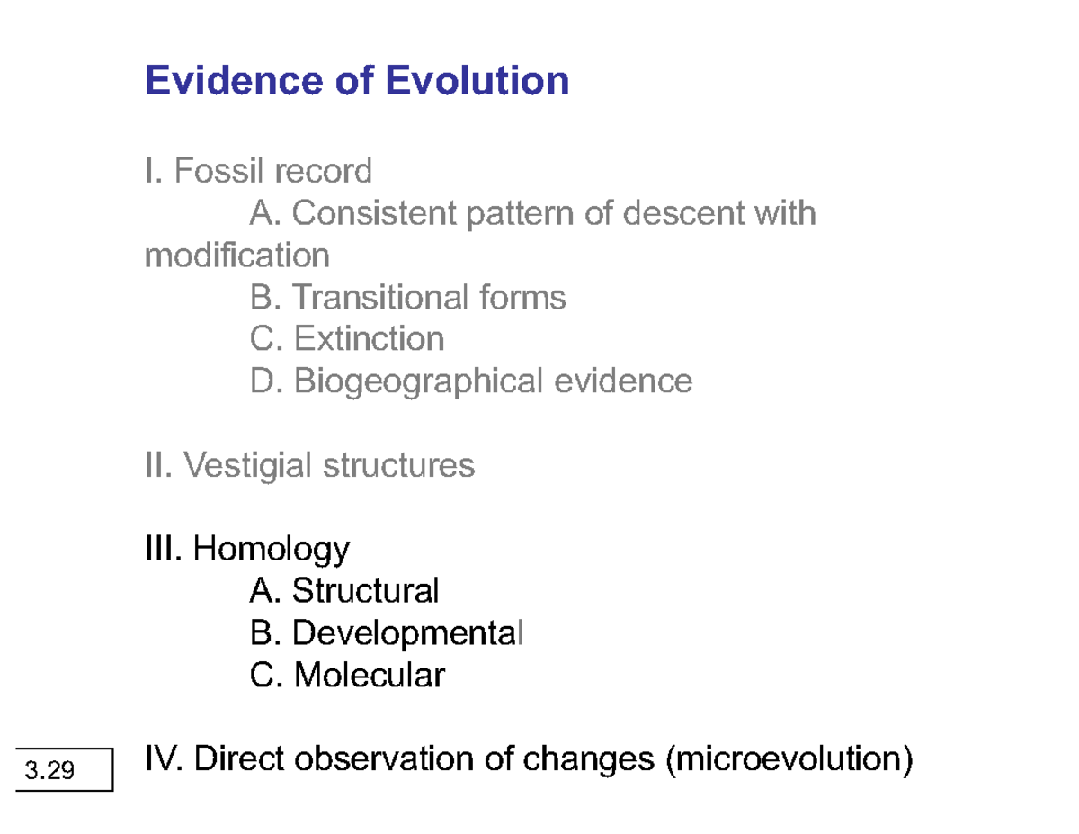 Lecture on Evidence of Evolution: Fossils, Homology, and Microevolution ...