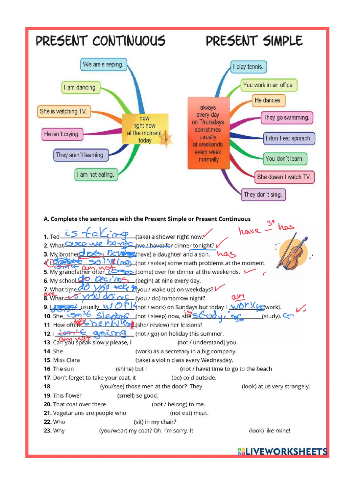 PRESENT CONTINUOUS & SIMPLE TENSE EXERCISES (ENG 101) - Studocu