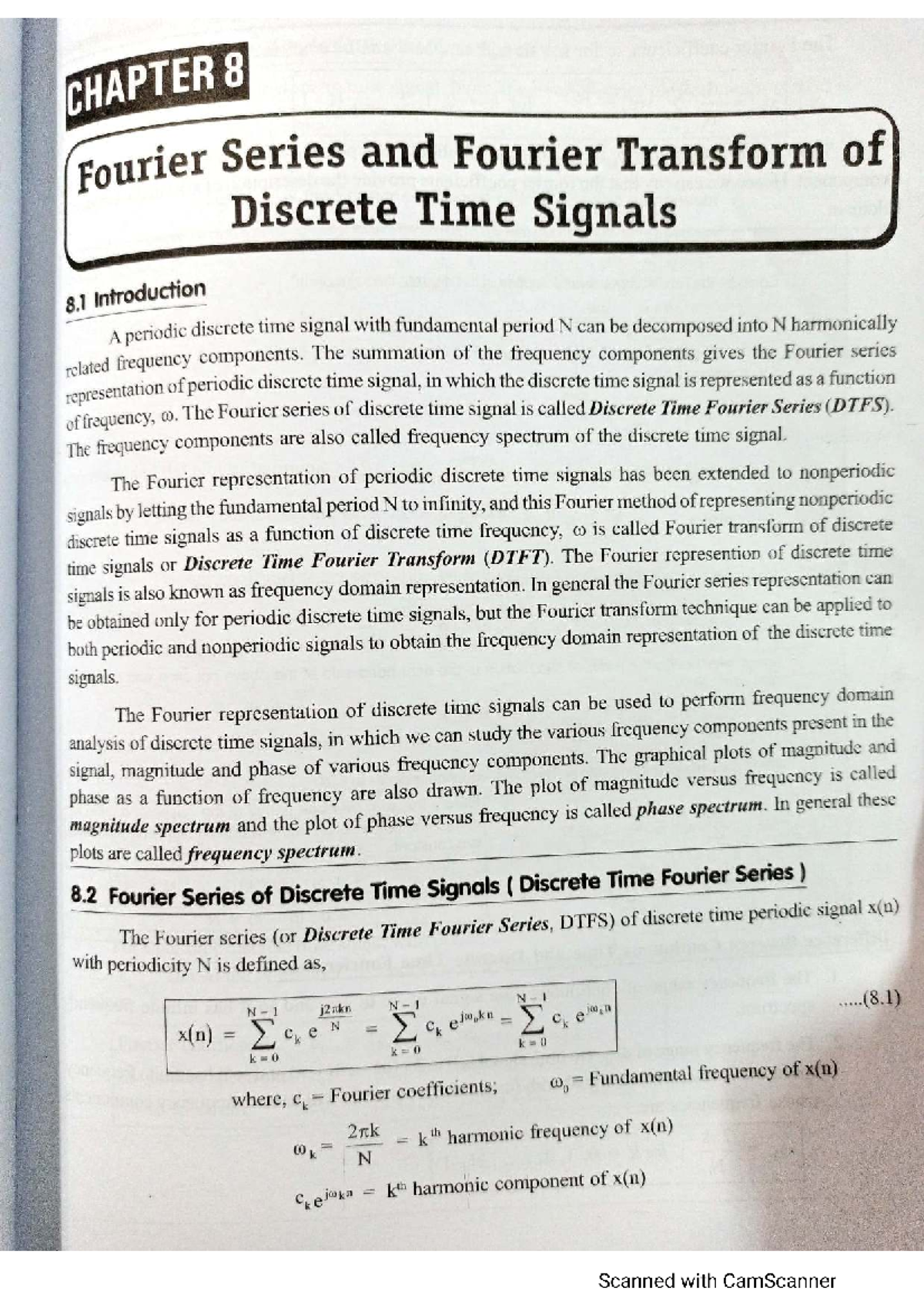 Fourier Series and Transform of Discrete Time Signals - Signals Systems ...