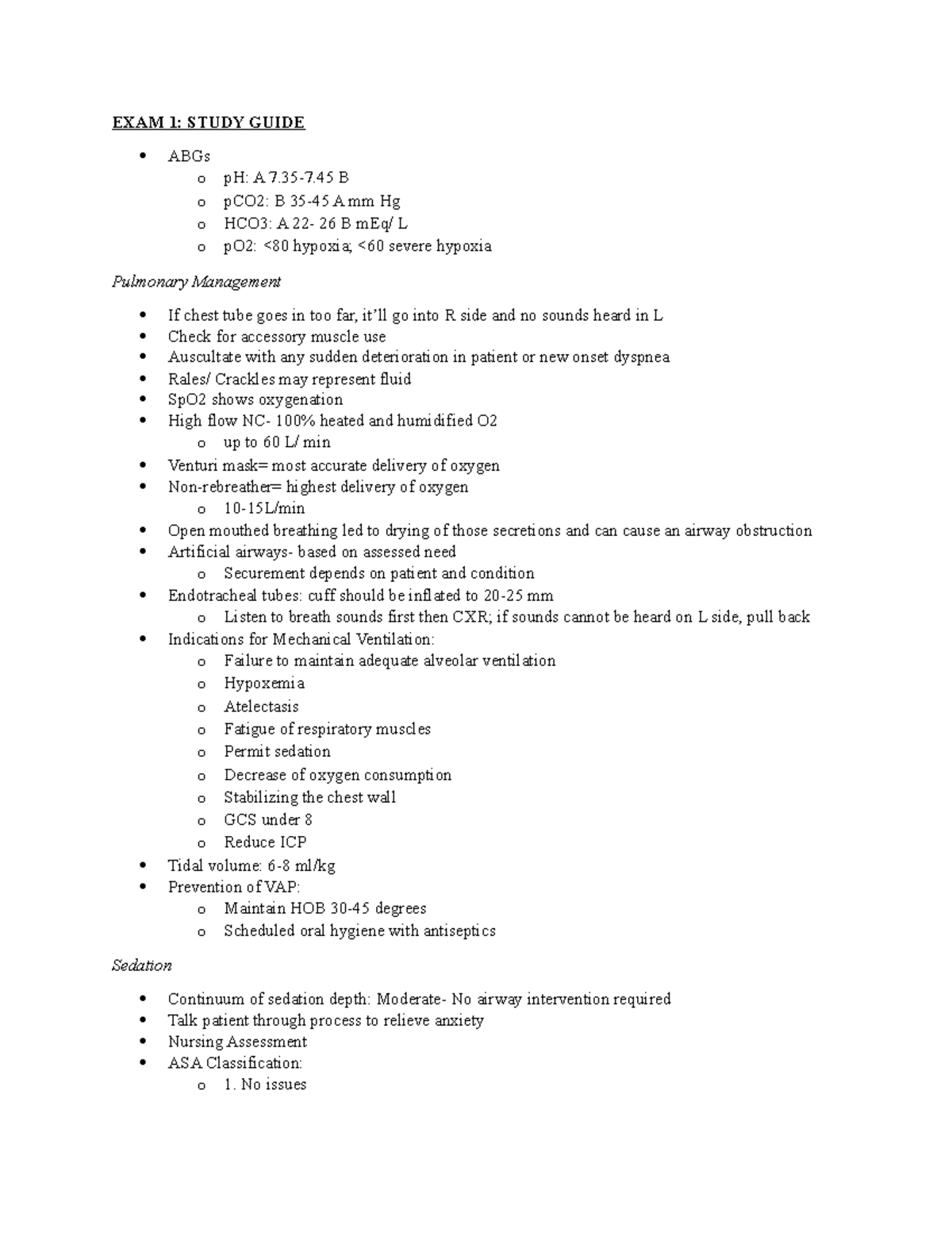 NURS 3101 - Exam 1 Study Guide: Key Concepts and Management Strategies ...