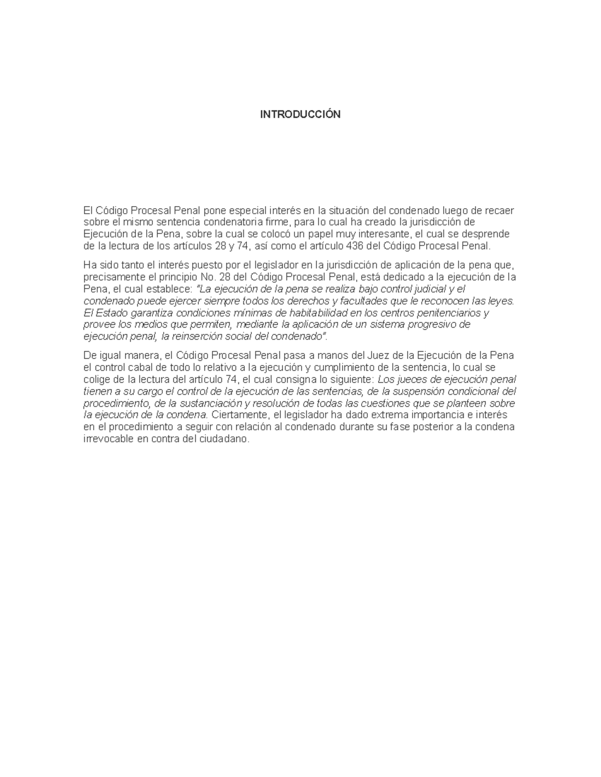Funciones del Juez de la Ejecución de la Pena en el CPP - Studocu