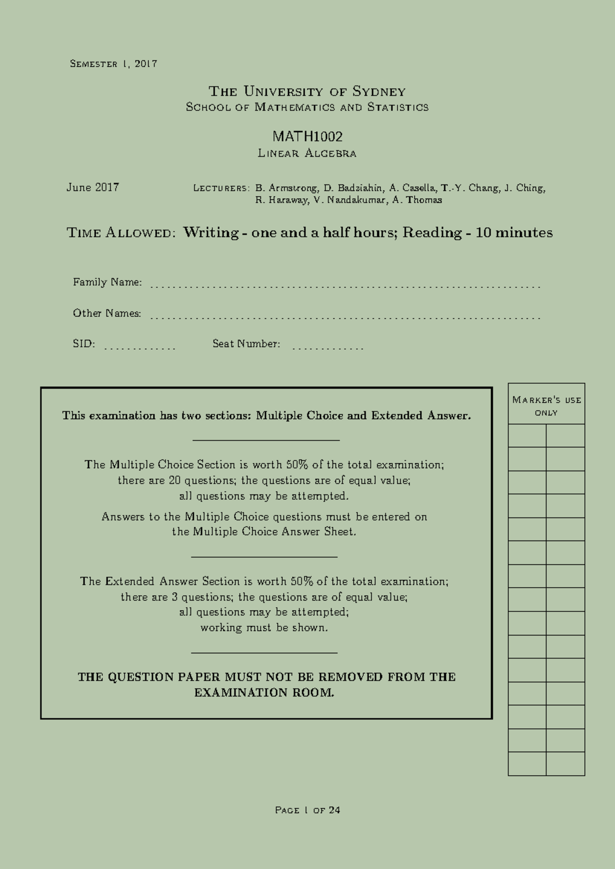 MATH1002-2017-EAQ - 2017 answers - Semester 1, 2017 The University of ...