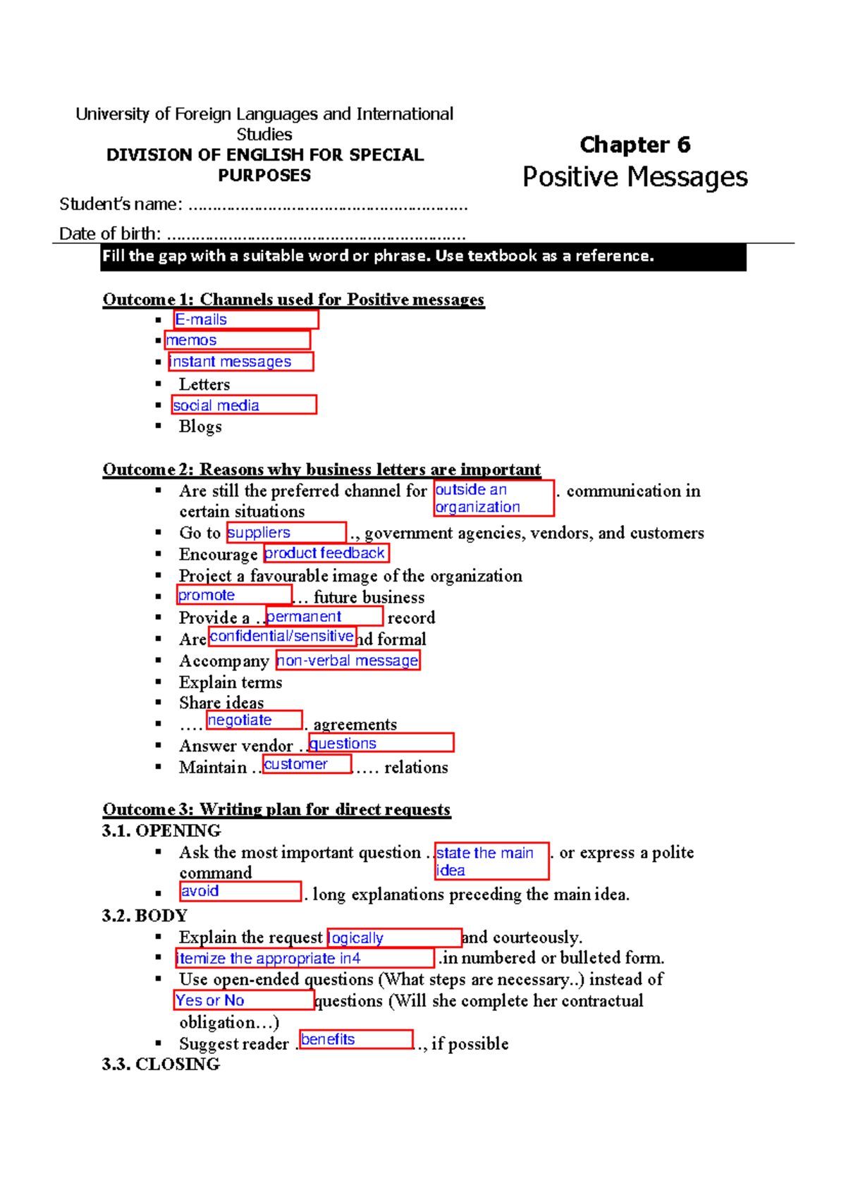 A01-Lecture Notes: Understanding Positive Messages in Comm. - Studocu