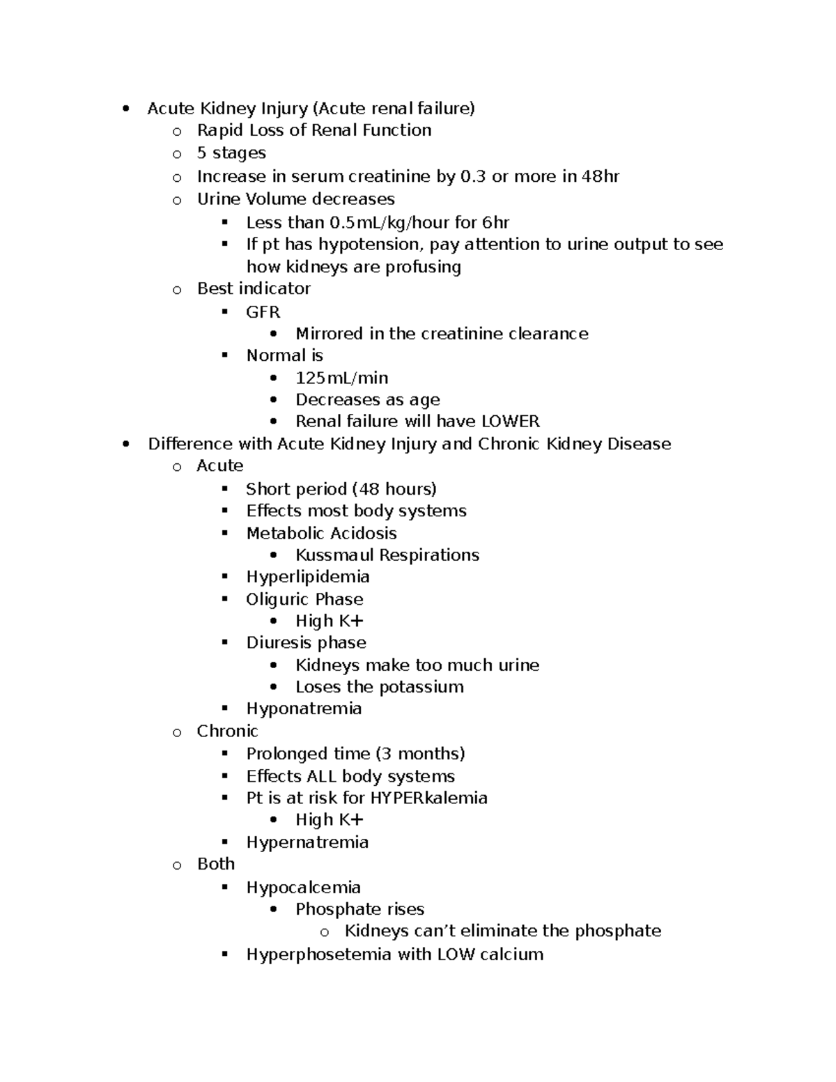 Renal Pathophysiology & Management: Exam 3 Lecture Notes - Studocu