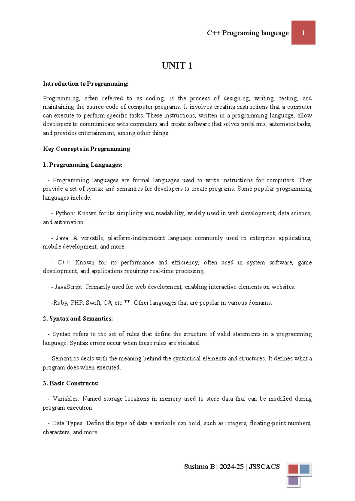 C++ Programming Language: Introduction to Object-Oriented Concepts ...