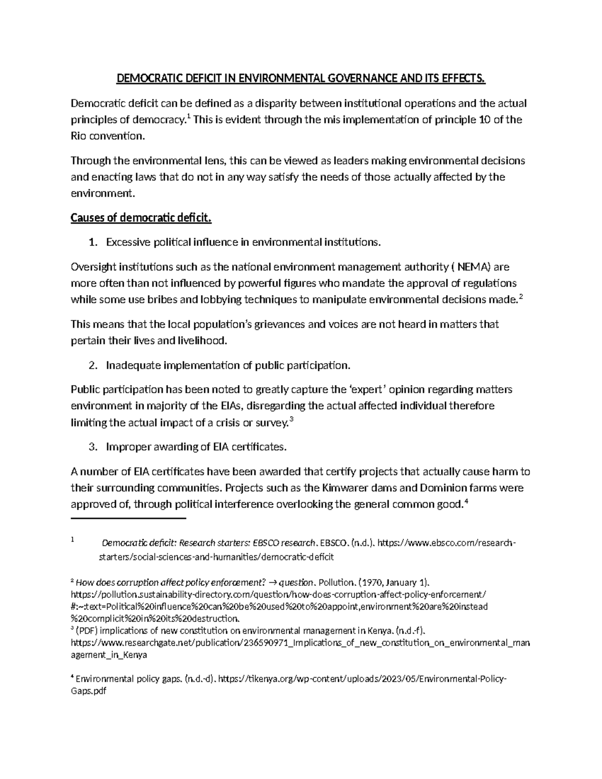 Democratic Deficit in Environmental Governance: Causes & Effects ...