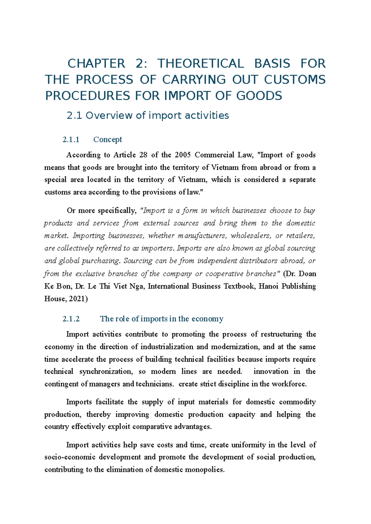 CHAPTER 2: THEORETICAL FRAMEWORK FOR CUSTOMS PROCEDURES IN IMPORTING ...