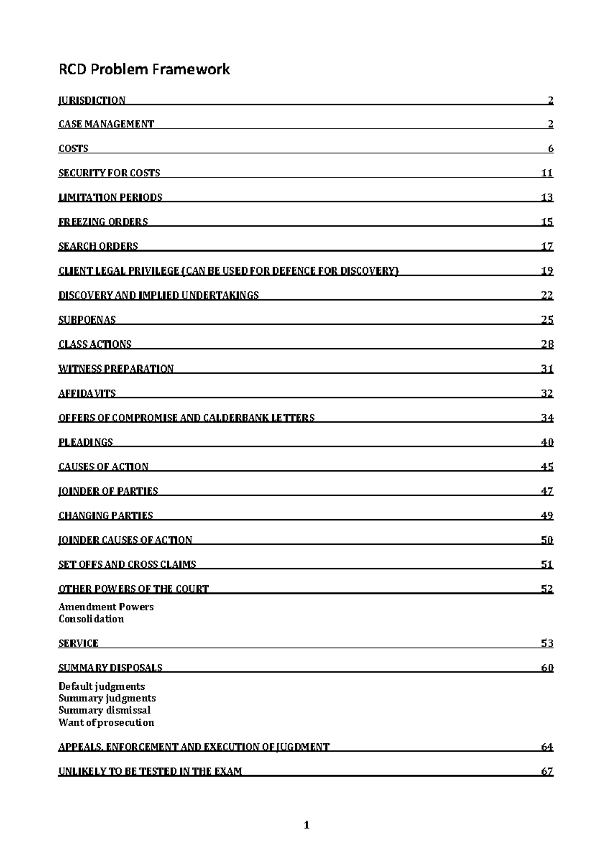 RCD Exam Notes - ROU Problem Framework A m end m ent Powers Defau lt ju ...