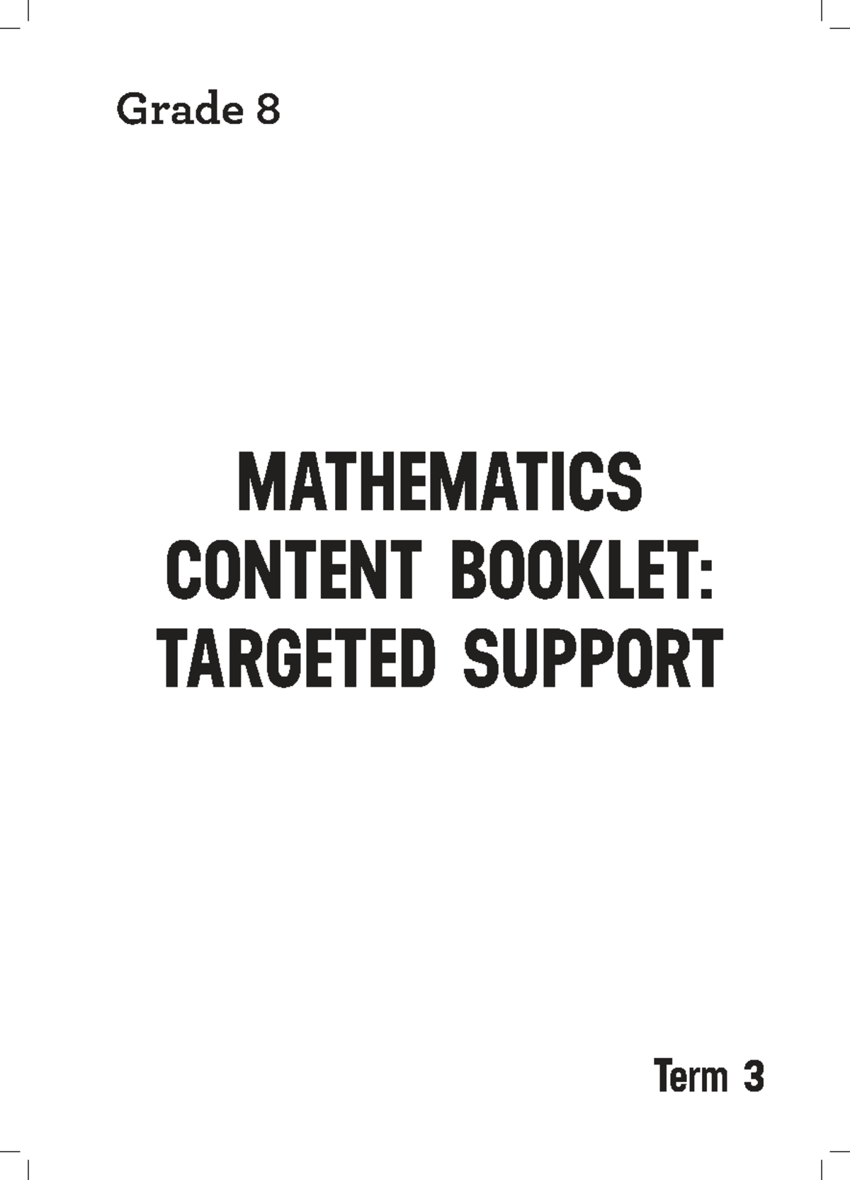 Grade 8 Mathematics Term 3 Content Booklet: Targeted Support - Studocu