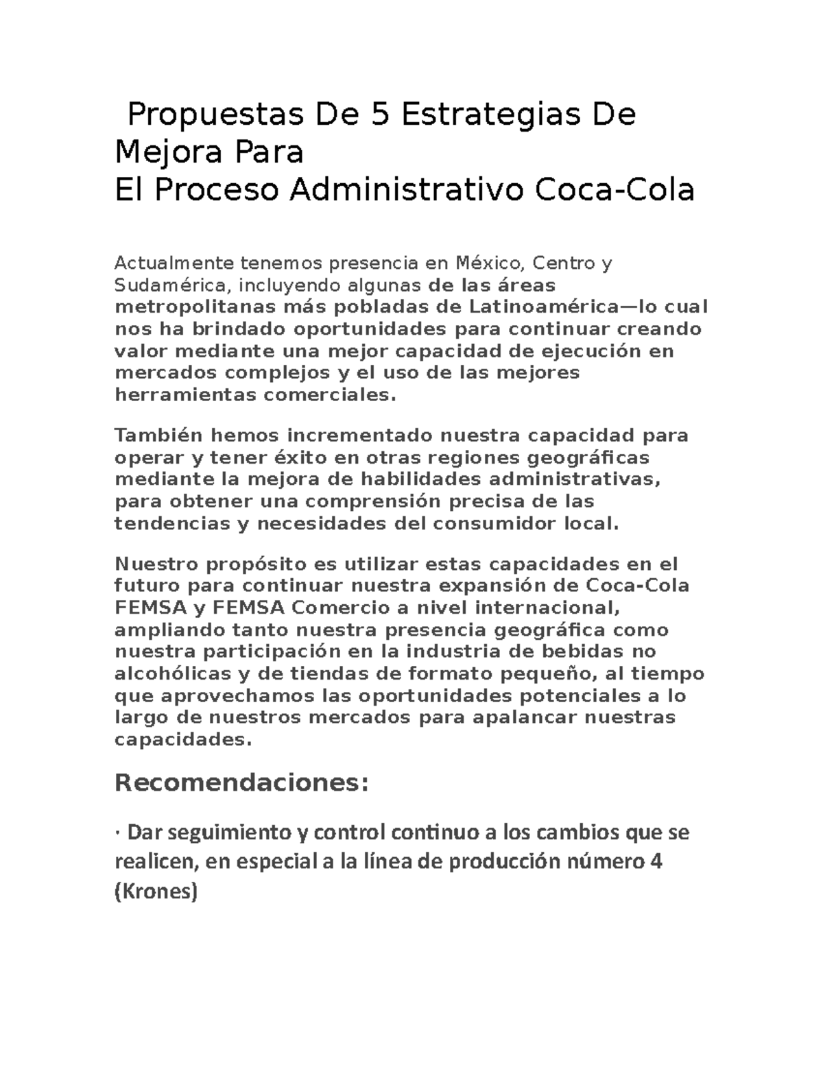 S.N.A Propuestas De 5 Estrategias De Mejora Para El Proceso ...