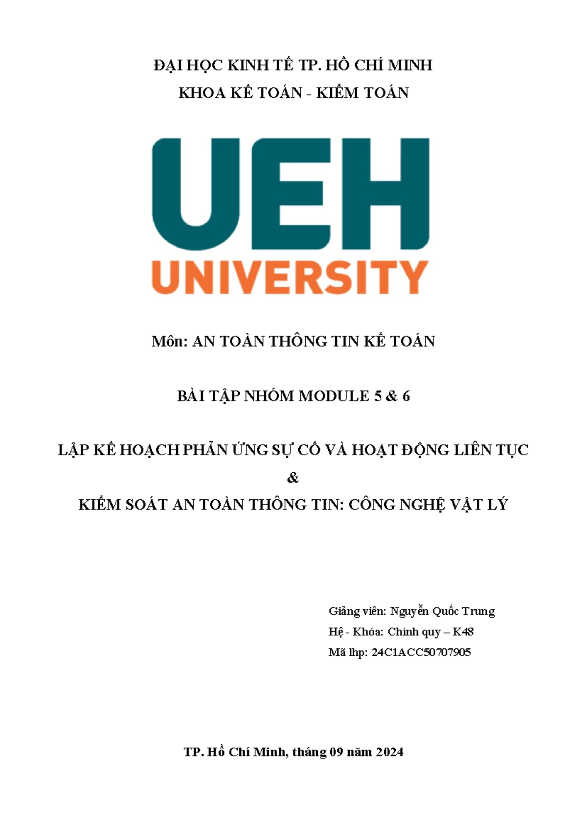 Bài Tập Nhóm Môn An Toàn Thông Tin Kế Toán - Module 5 & 6 (24C1ACC ...