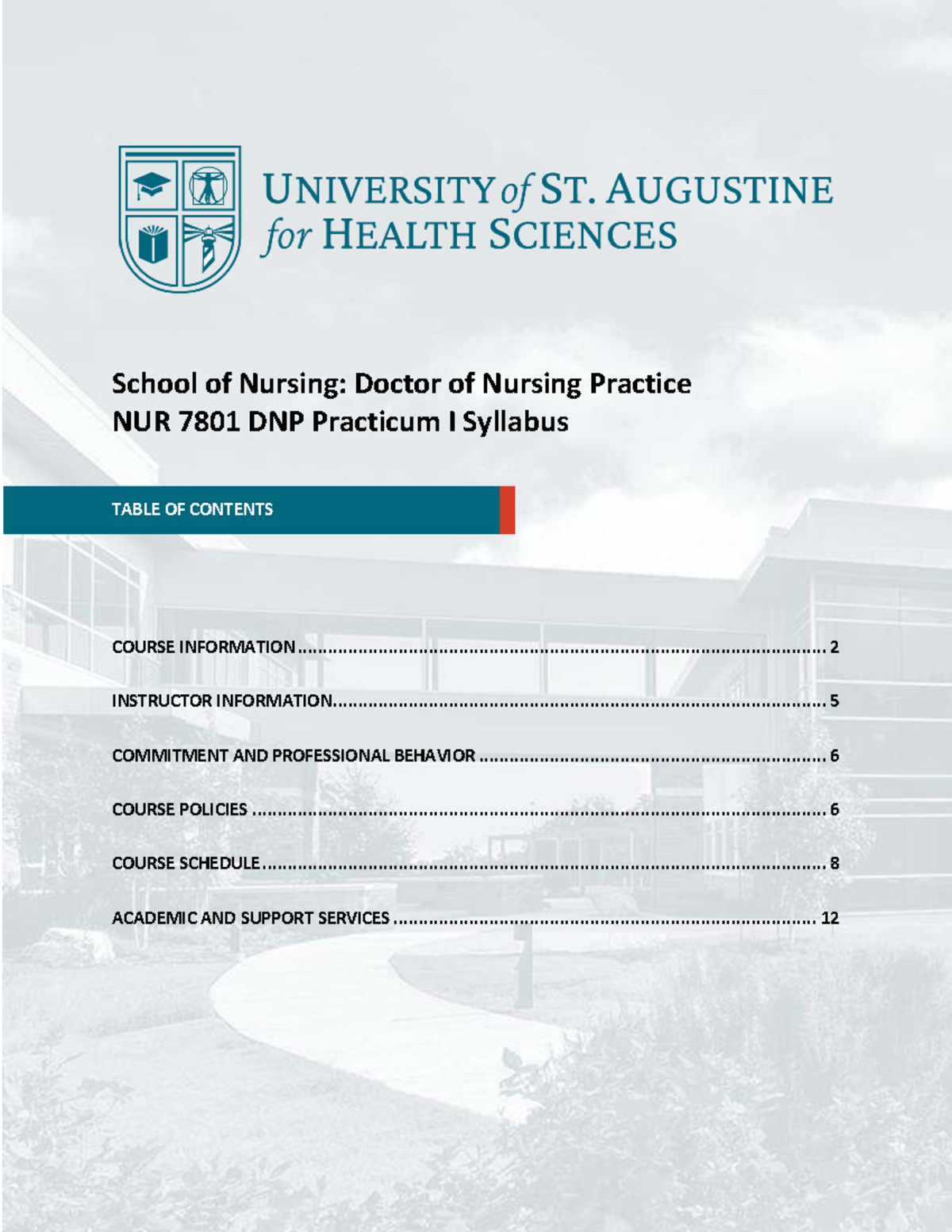NUR 7801 DNP Practicum I Syllabus - Summer 2025 Overview - Studocu