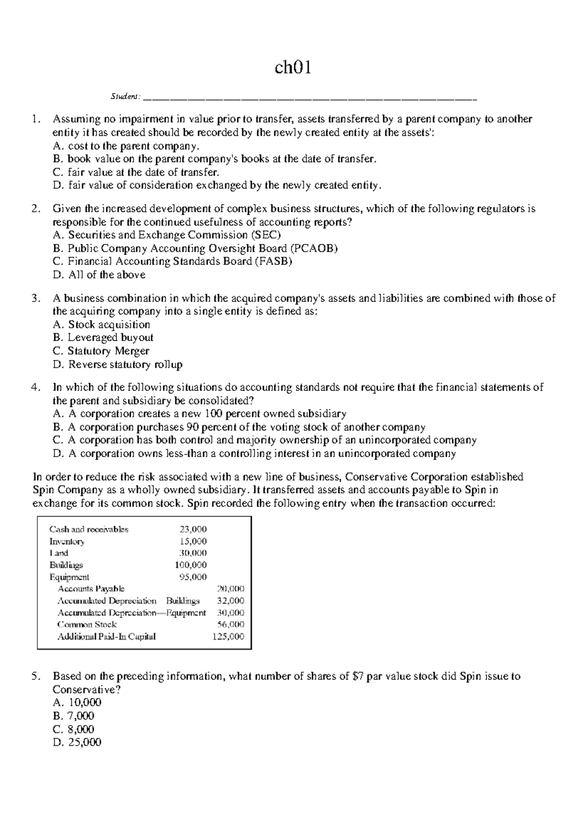 ACC 101 Chapter 1 Study Guide: Business Combinations & Goodwill - Studocu