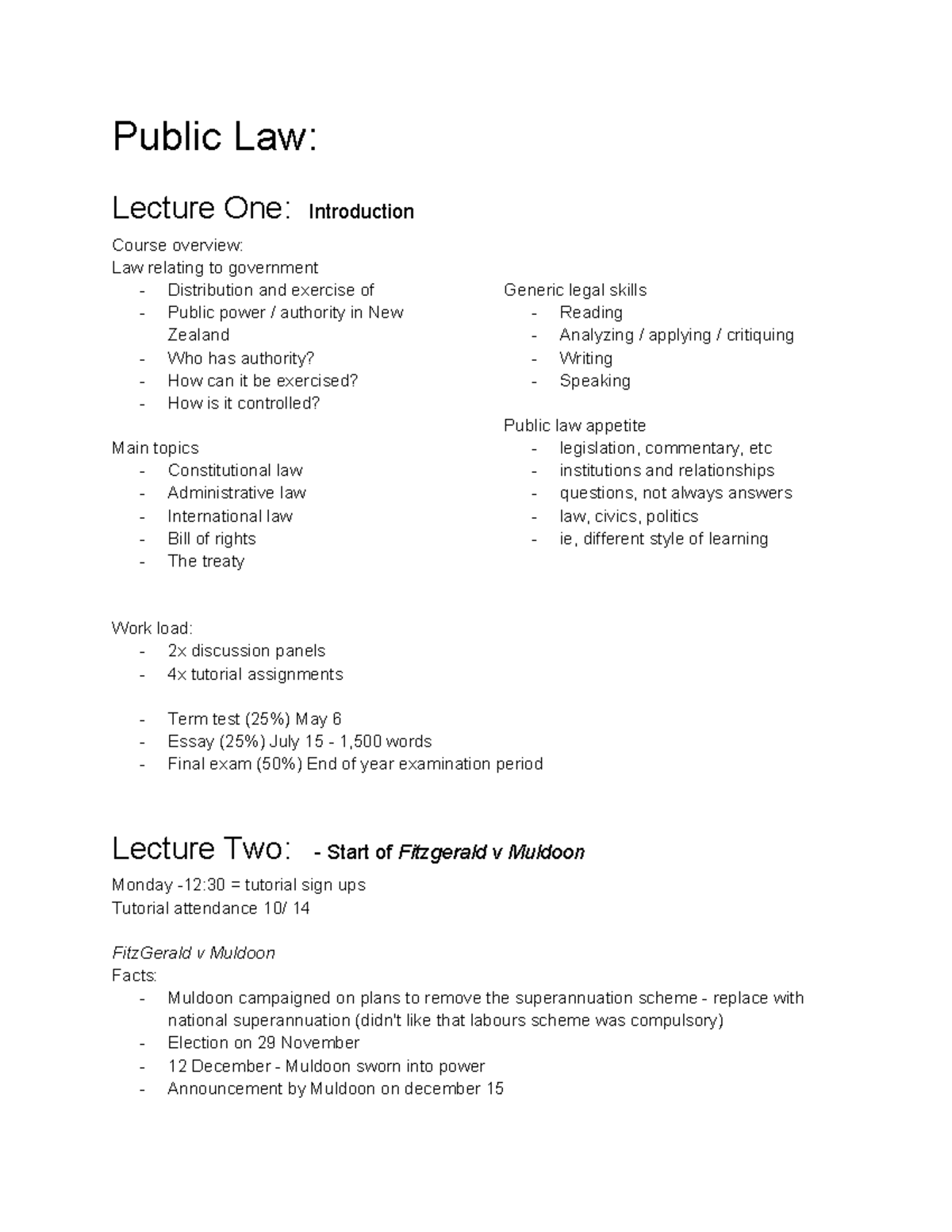 Public Law: Lecture Series on Principles & Treaty of Waitangi (LAW101 ...