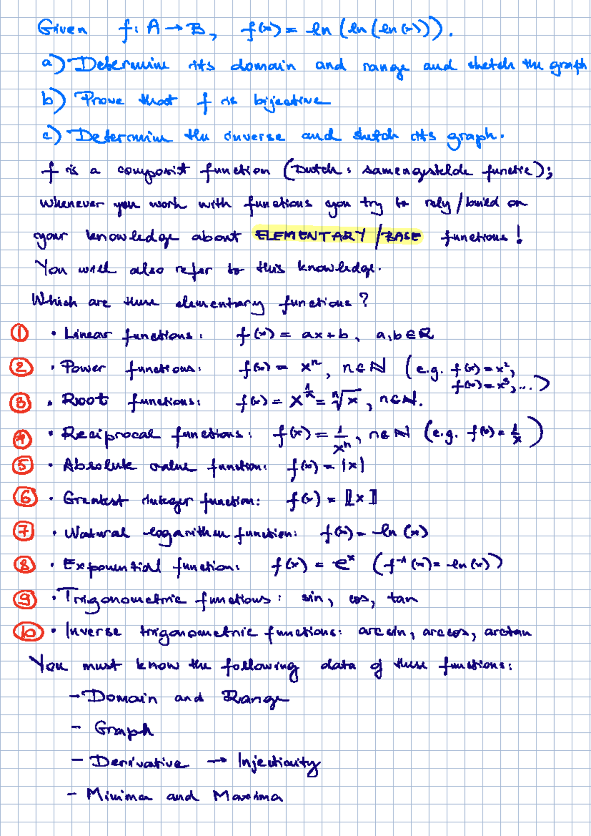 Functions: Domain, Range, Inverses, and Graphs (MATH 101) - Studeersnel