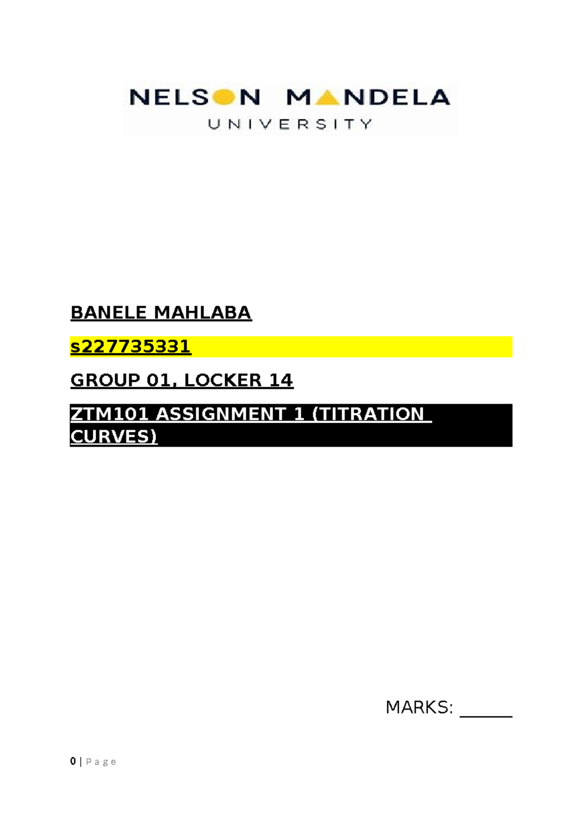 ZTM101 Assignment 1: Titration Curves Analysis and Answers - Studocu