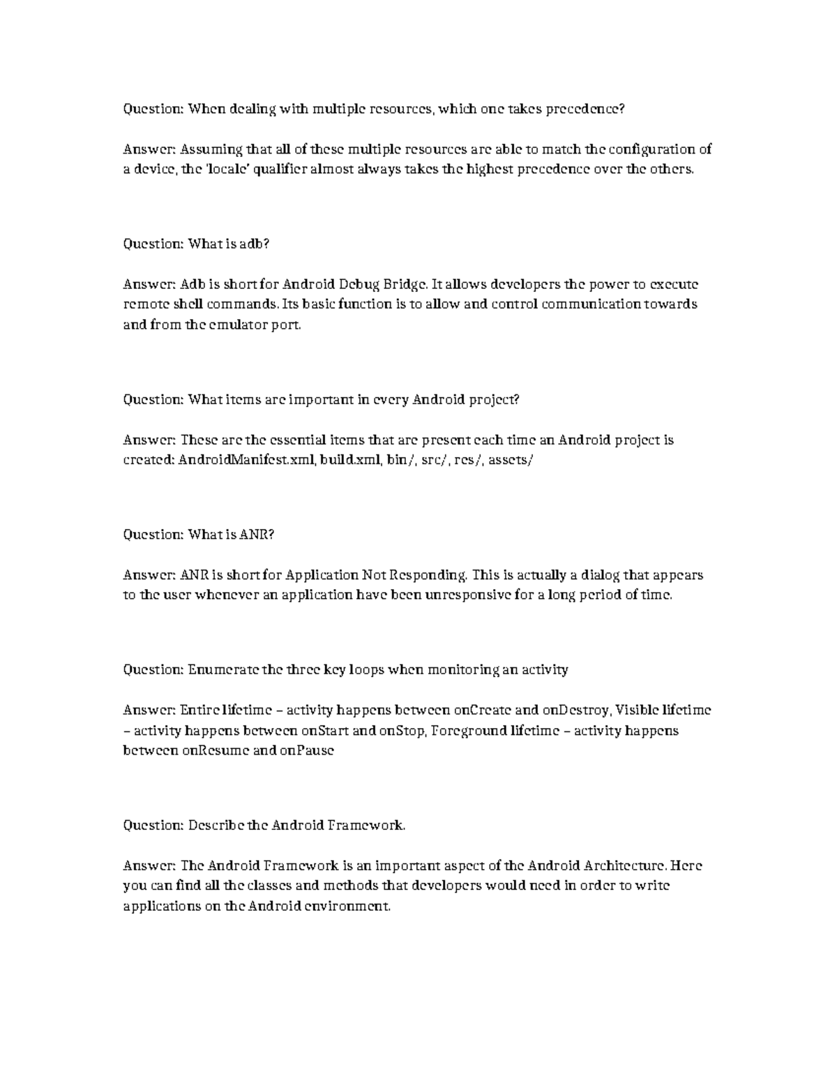 Android Development Notes: Key Concepts & Resources - Studocu
