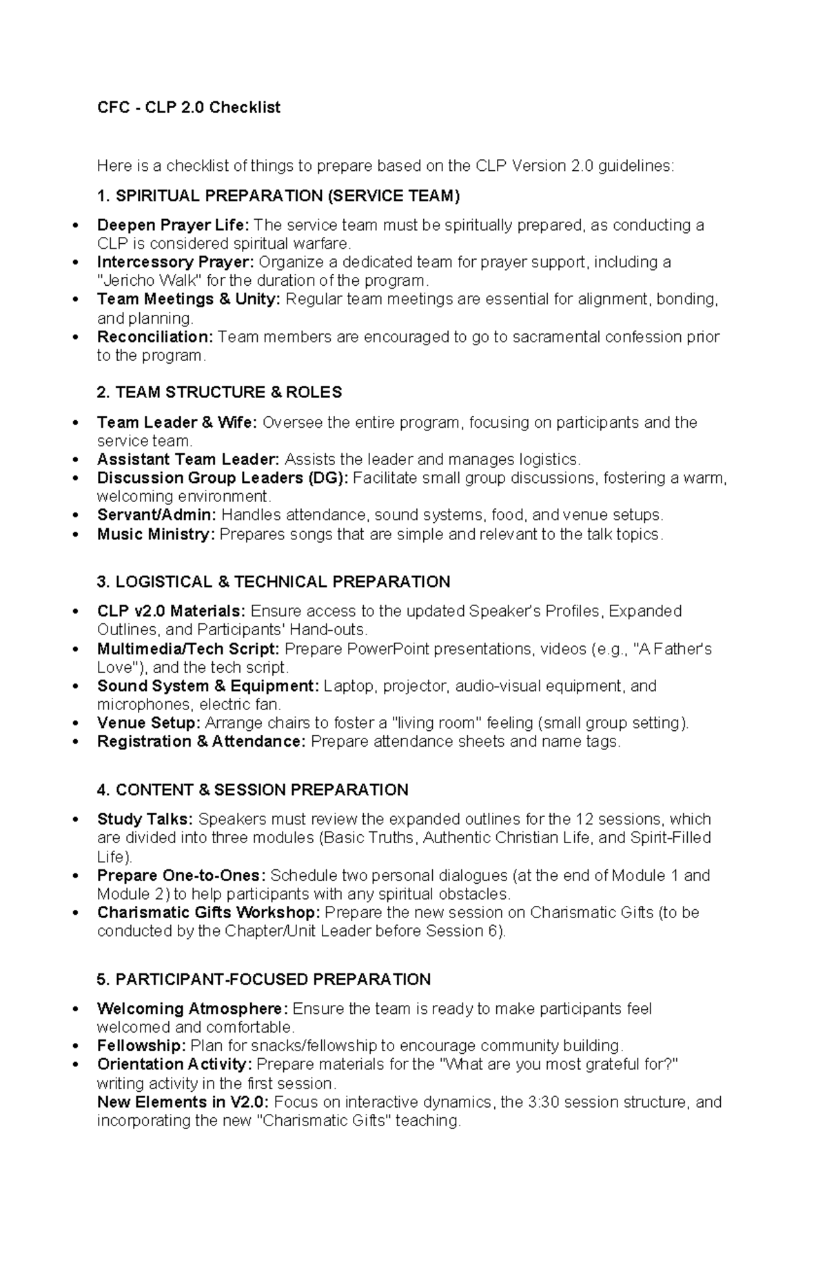 CFC CLP 2.0 Preparation Checklist for 2026 Program - Studocu