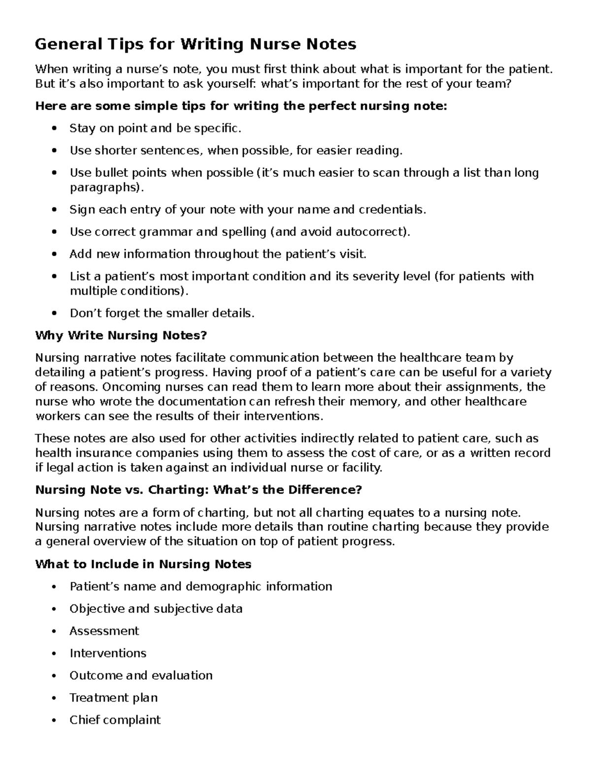 NUR 101: Essential Tips for Writing Effective Nursing Notes - Studocu
