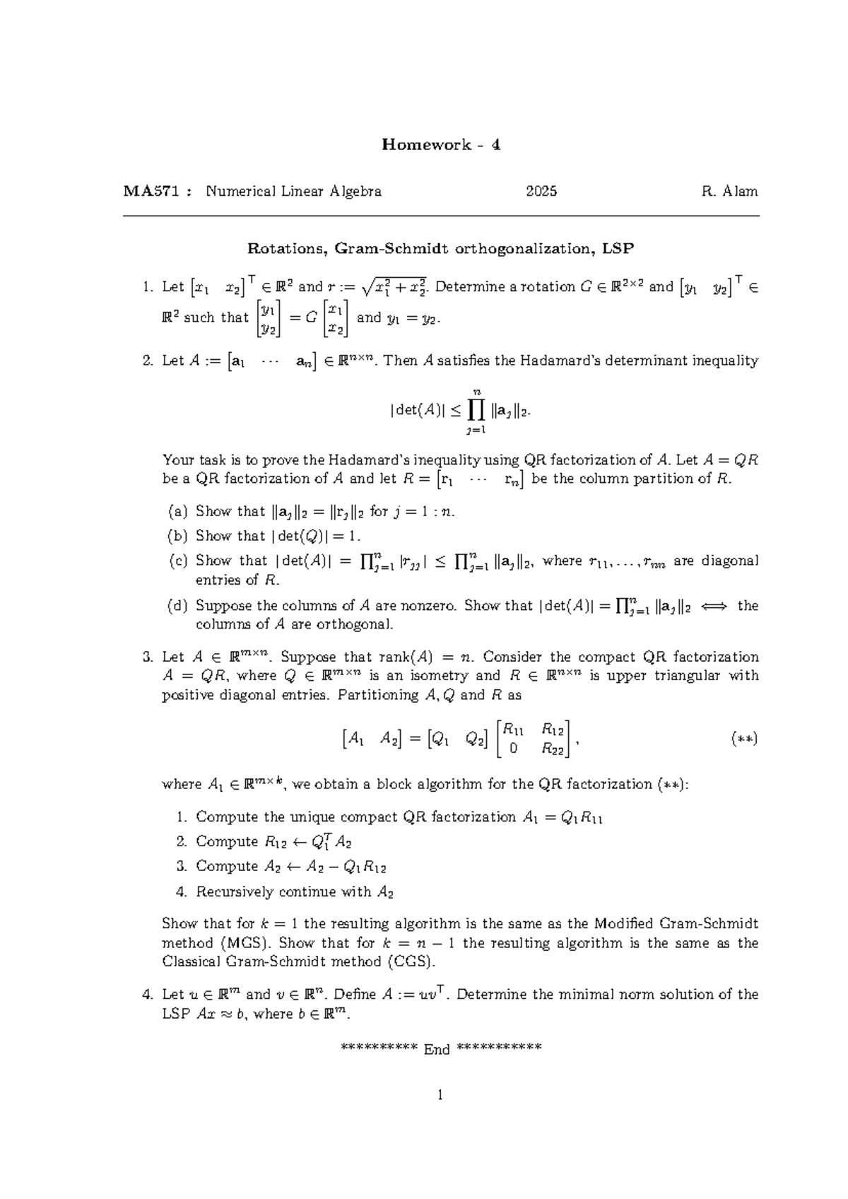 HW-2025-4 - practice problem - Homework - 4 MA571 : Numerical Linear ...